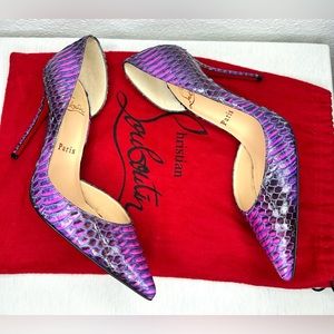 NWT Two-Tone Purple Red Python Iriza Half Louboutins Heel Pumps
